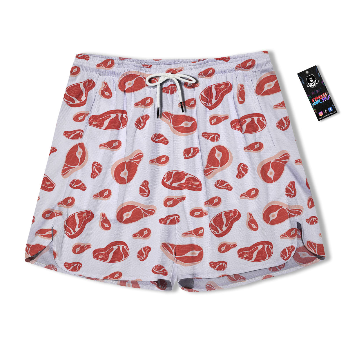 Meat Print Pattern Men's Running Shorts-grizzshop
