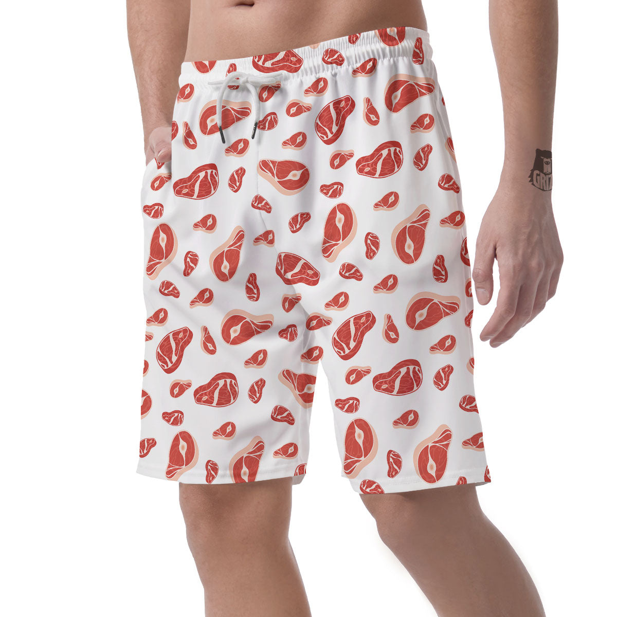 Meat Print Pattern Men's Shorts-grizzshop