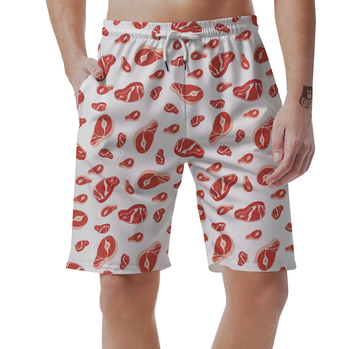 Meat Print Pattern Men's Shorts-grizzshop