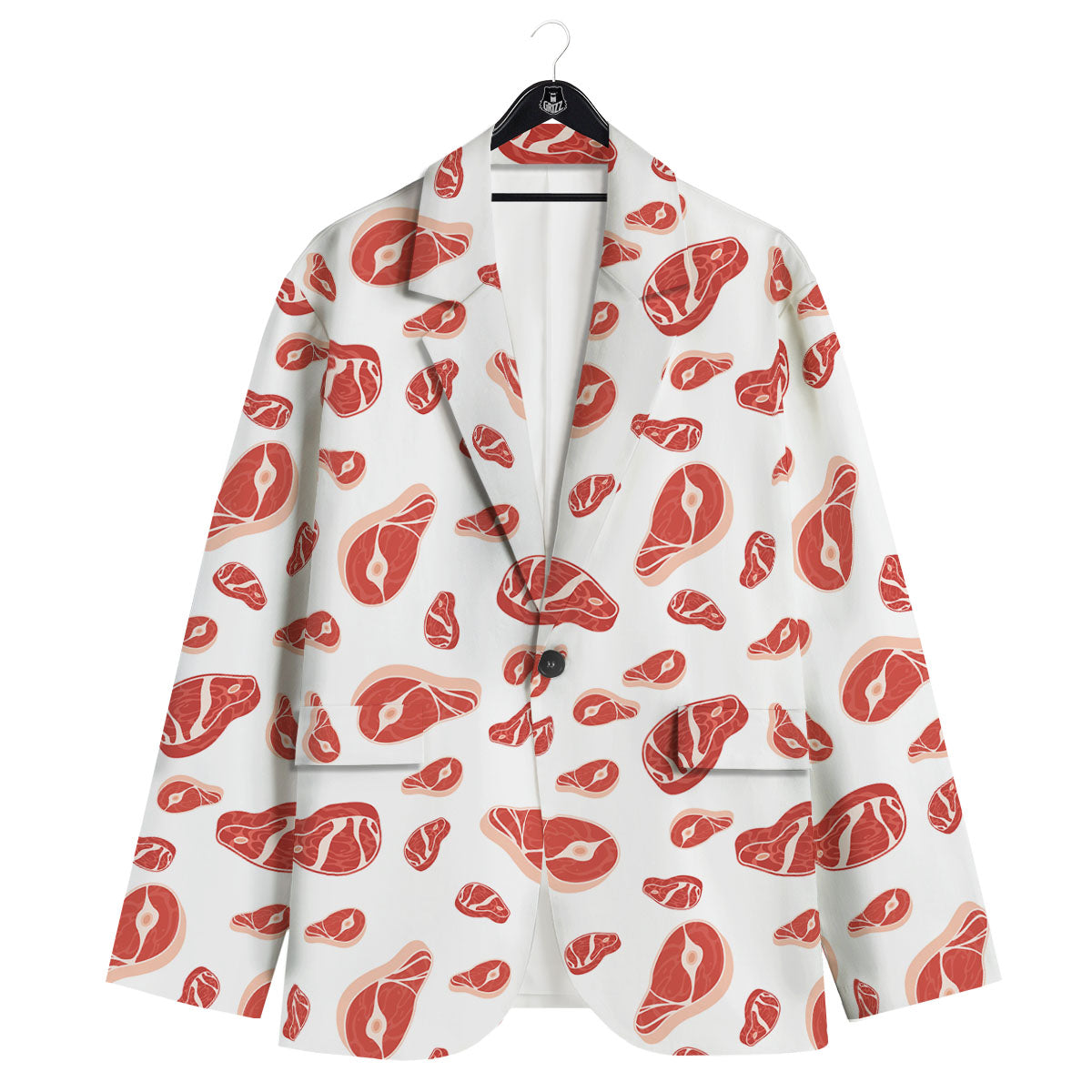 Meat Print Pattern Men's Sport Coat-grizzshop