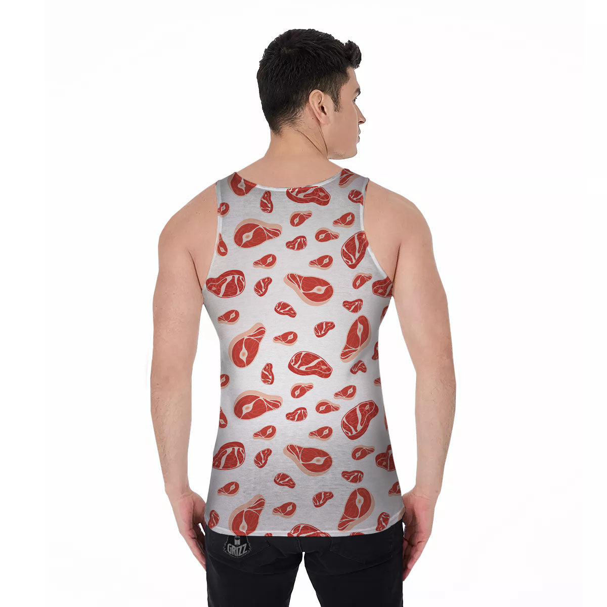 Meat Print Pattern Men's Tank Top-grizzshop