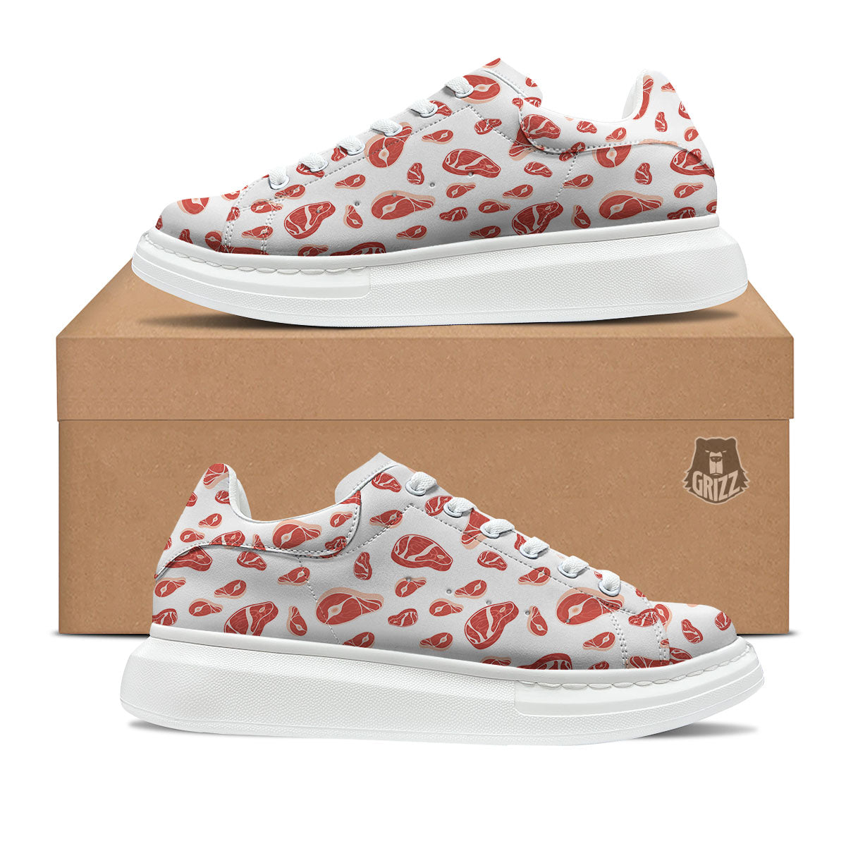 Meat Print Pattern Platform Shoes-grizzshop