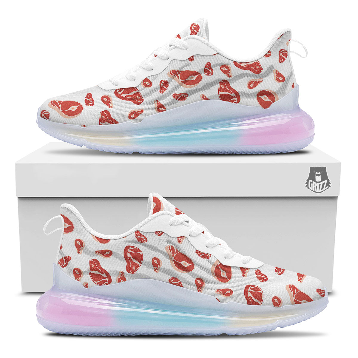 Meat Print Pattern Running Sneakers-grizzshop