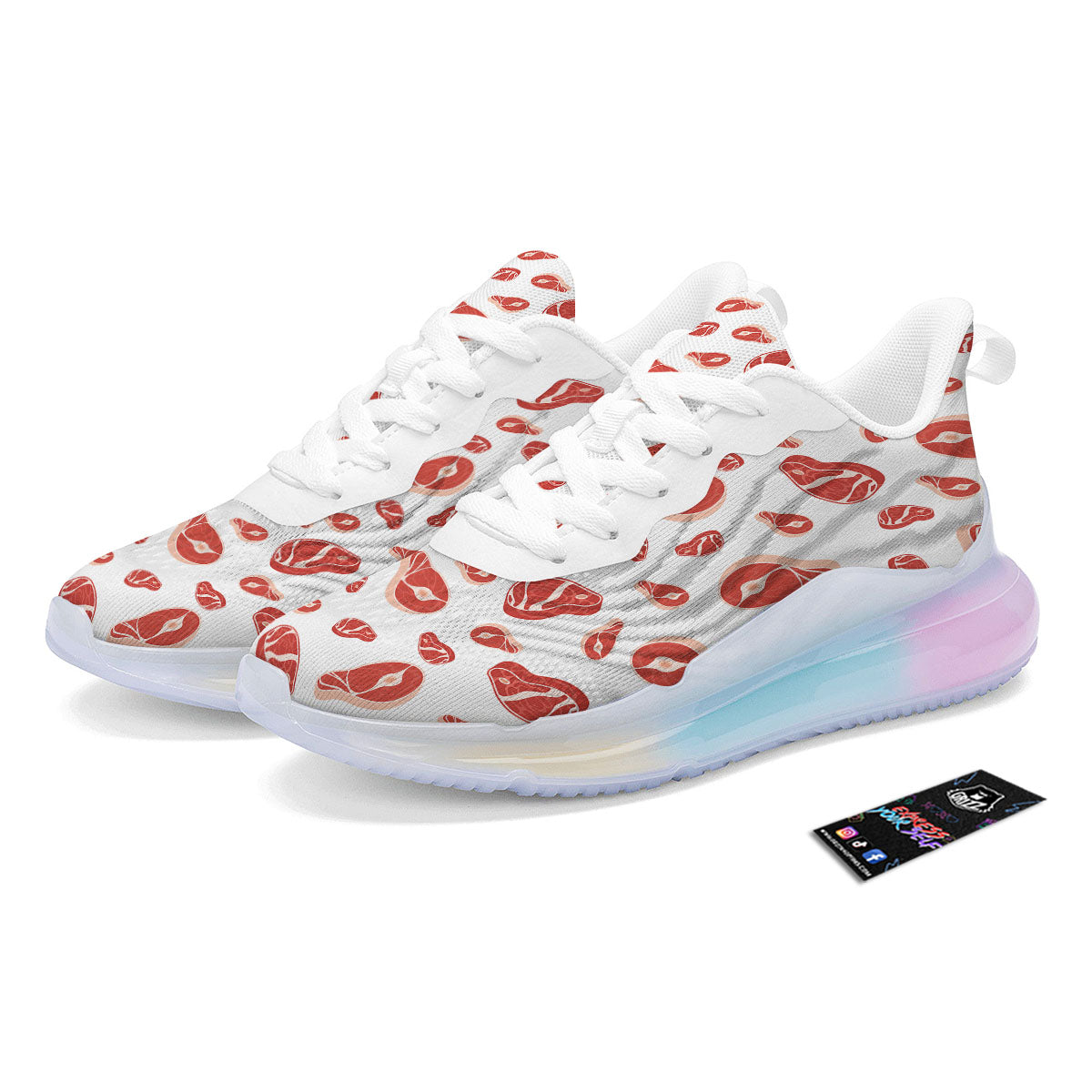 Meat Print Pattern Running Sneakers-grizzshop