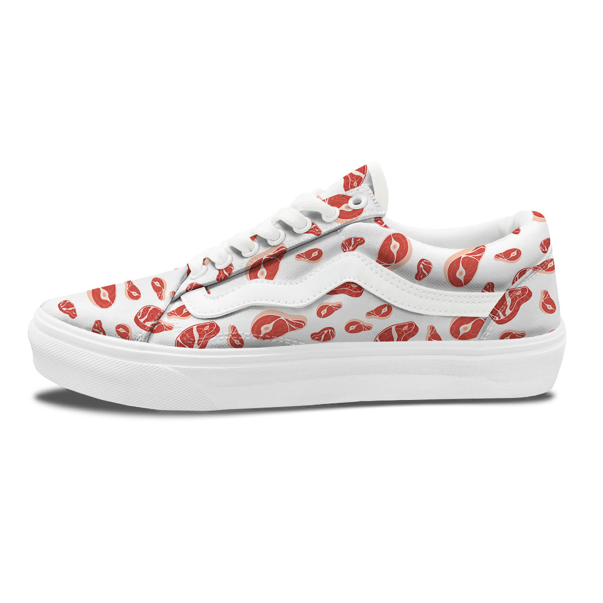 Meat Print Pattern Skate Shoes-grizzshop