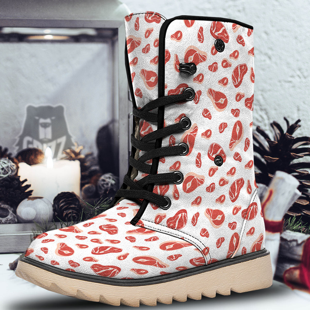 Meat Print Pattern Snow Boots-grizzshop