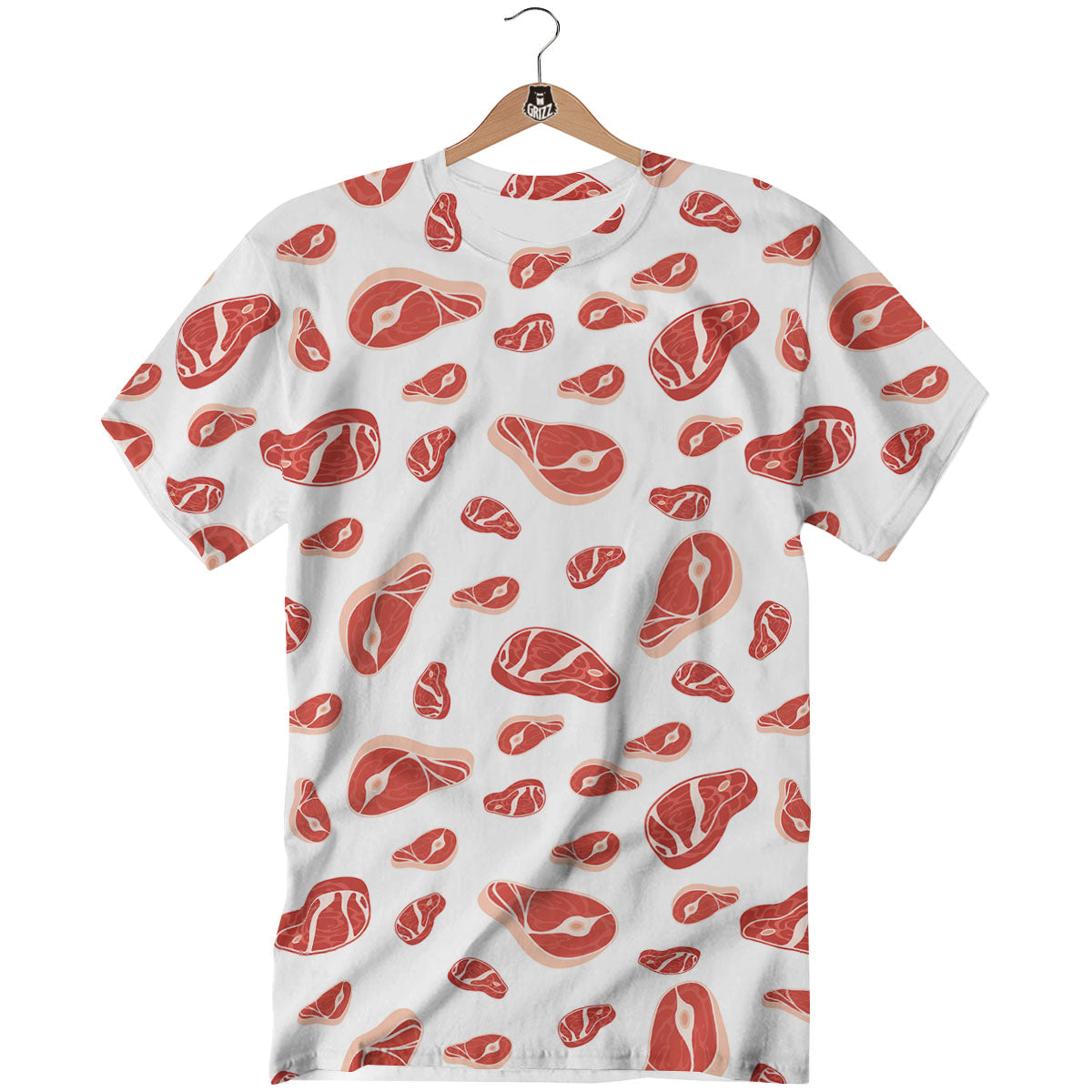 Meat Print Pattern T-Shirt-grizzshop