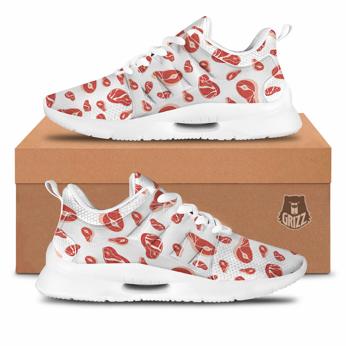 Meat Print Pattern Tennis Shoes-grizzshop