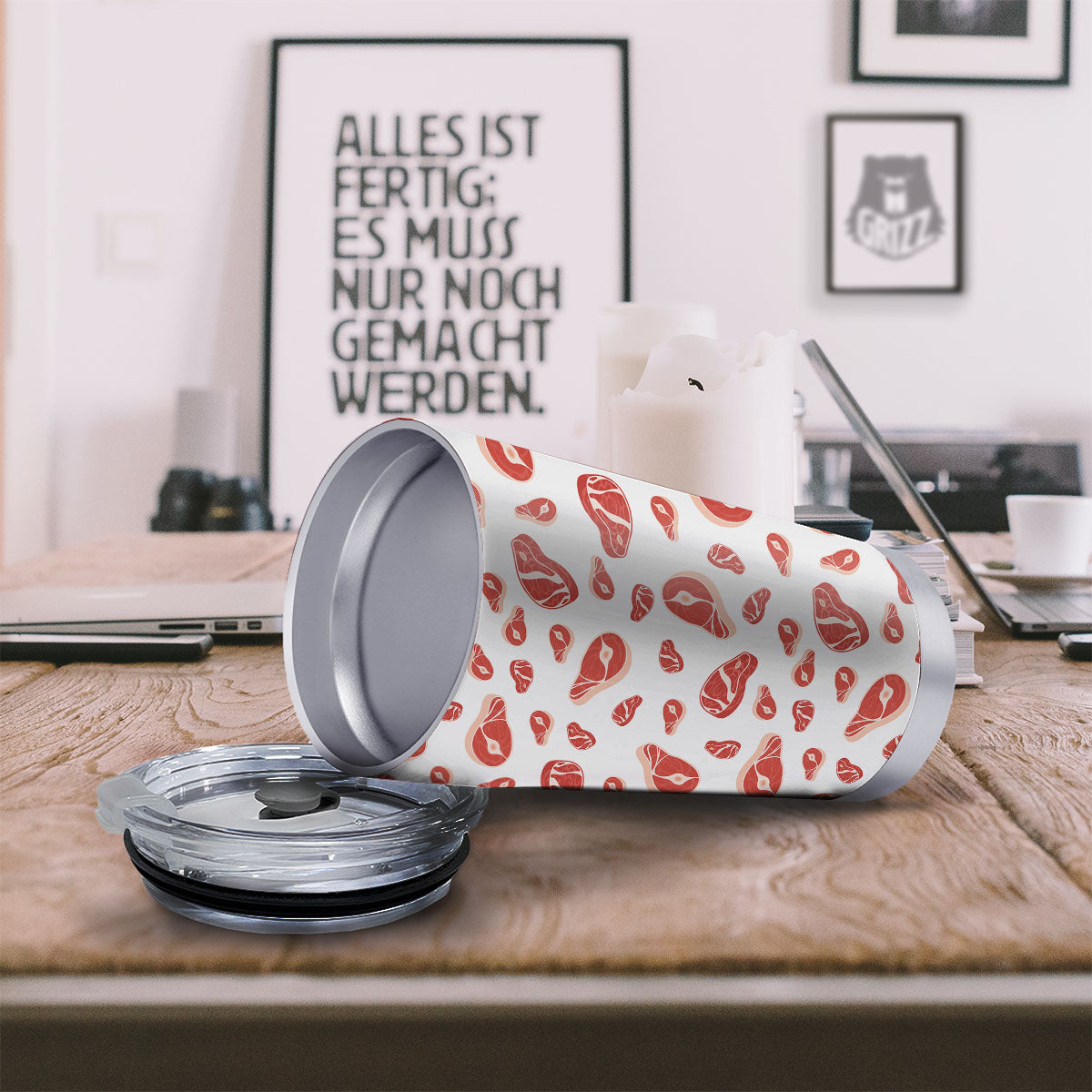 Meat Print Pattern Tumbler-grizzshop