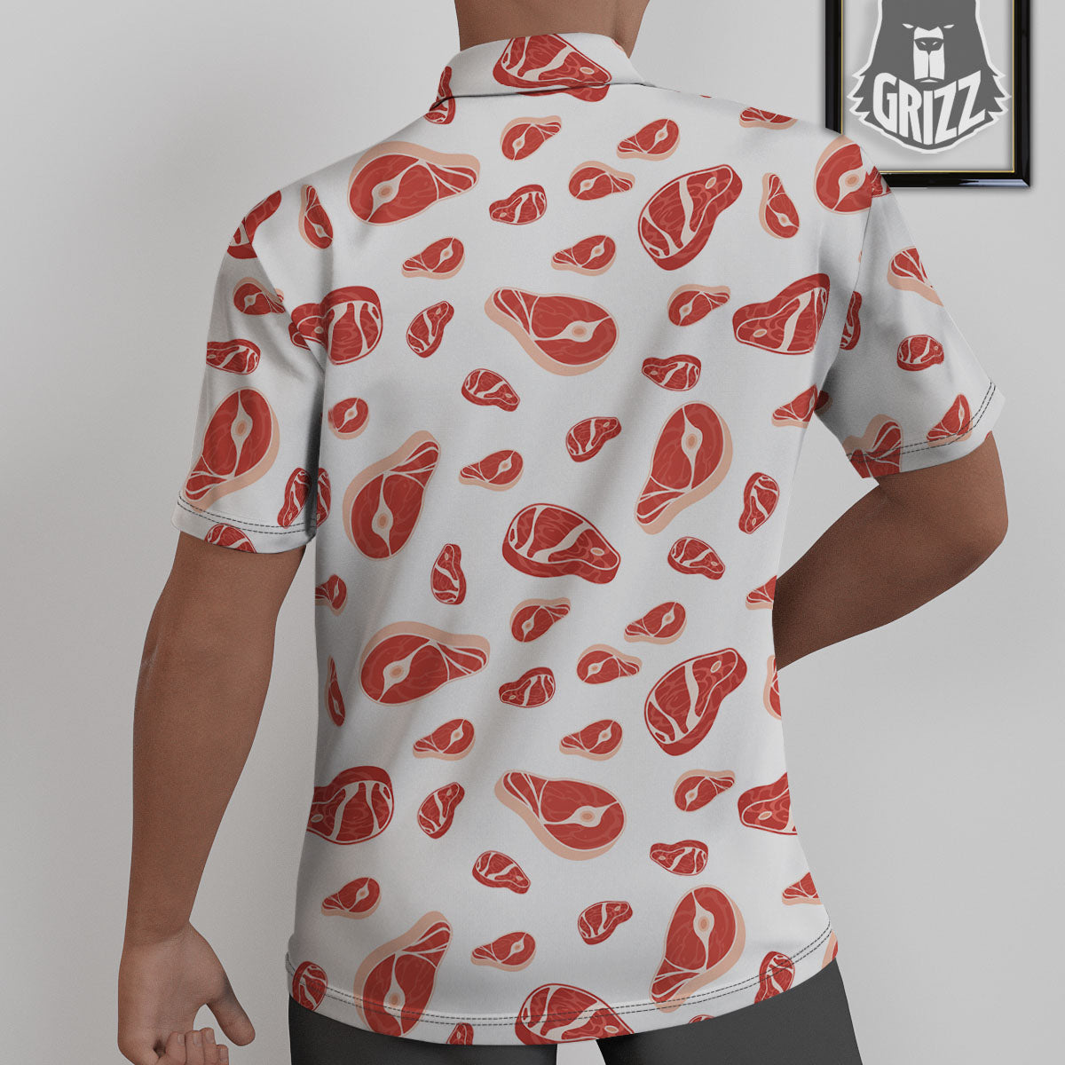 Meat Print Pattern Untucked Shirts-grizzshop