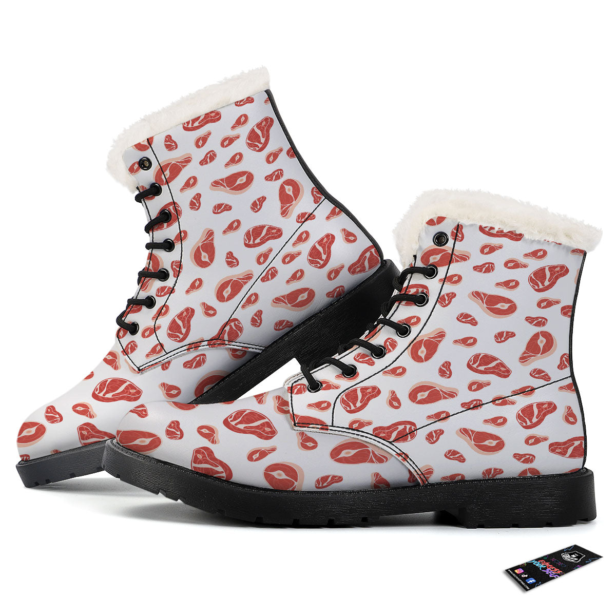 Meat Print Pattern Winter Boots-grizzshop