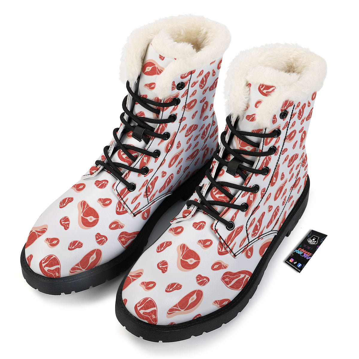 Meat Print Pattern Winter Boots-grizzshop