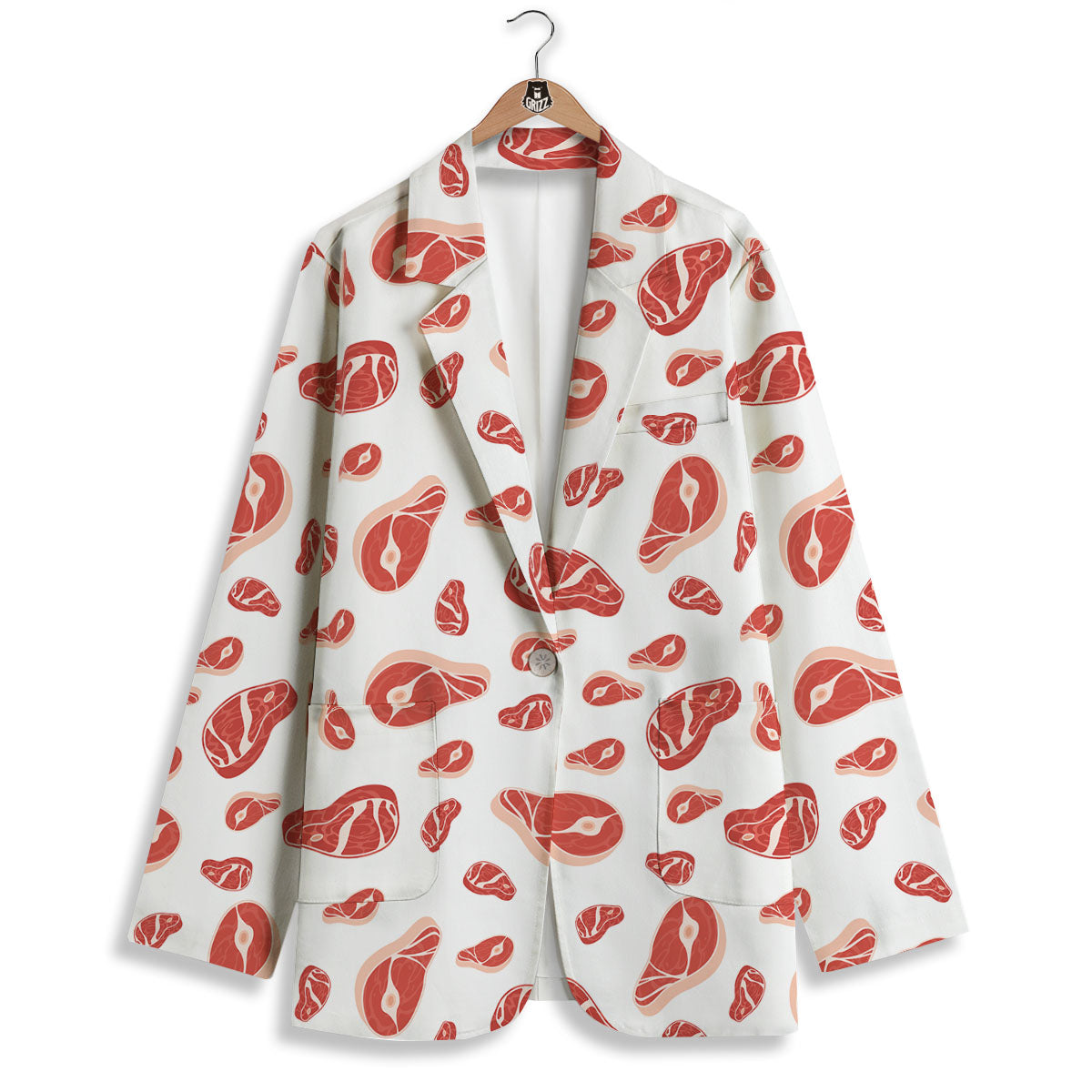 Meat Print Pattern Women's Blazer-grizzshop
