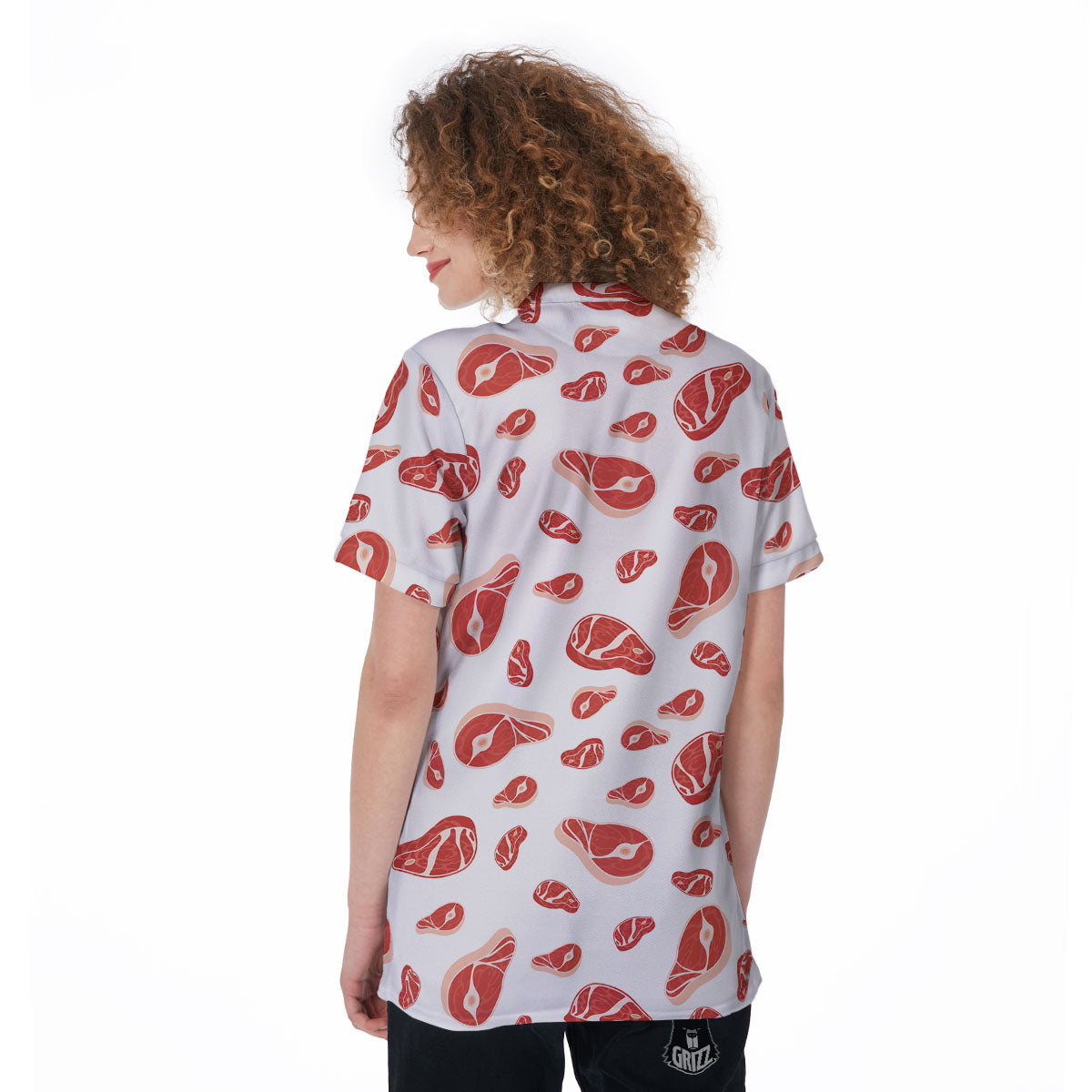 Meat Print Pattern Women's Golf Shirts-grizzshop
