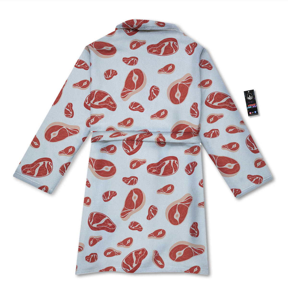 Meat Red Print Pattern Bathrobe-grizzshop