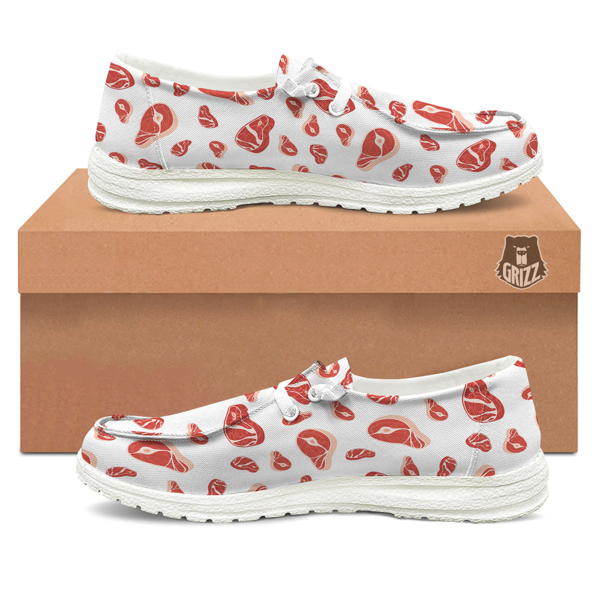 Meat Red Print Pattern Black Loafers-grizzshop