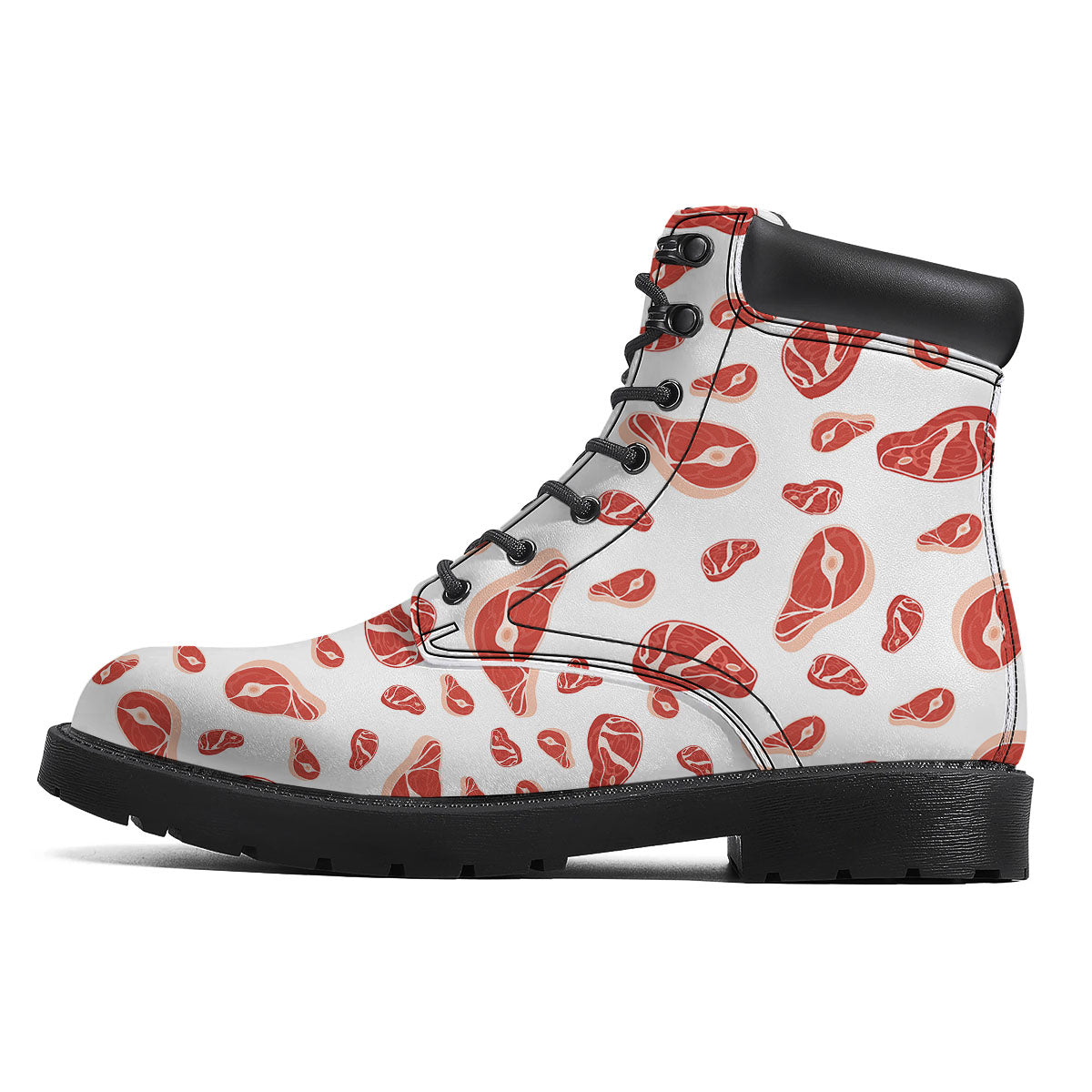 Meat Red Print Pattern Boots-grizzshop