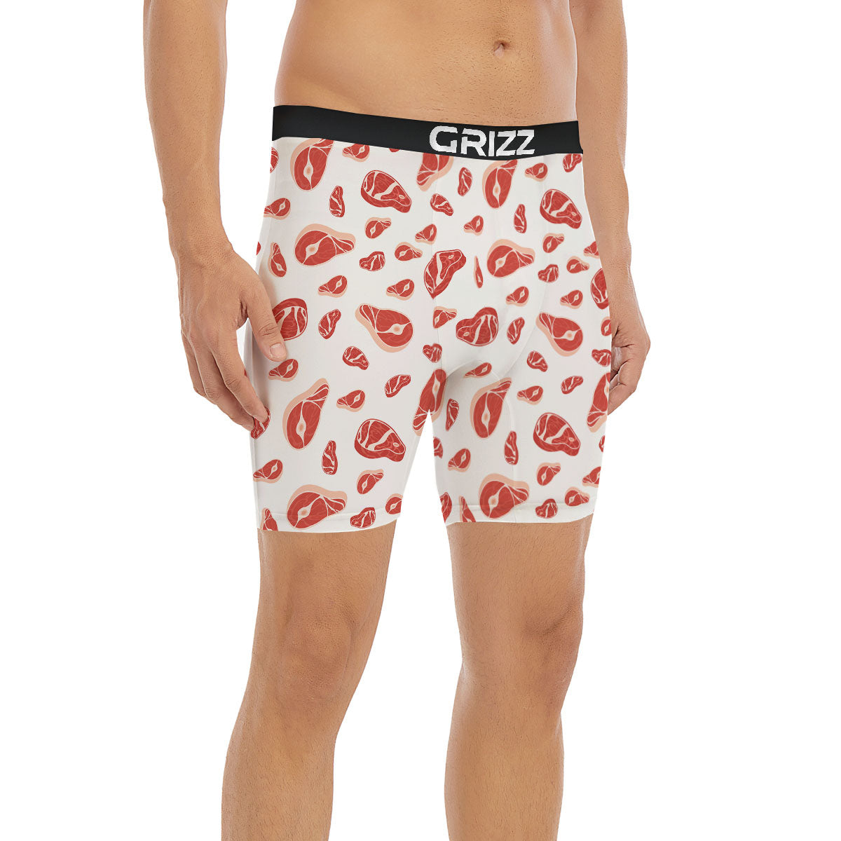 Meat Red Print Pattern Boxer Briefs-grizzshop