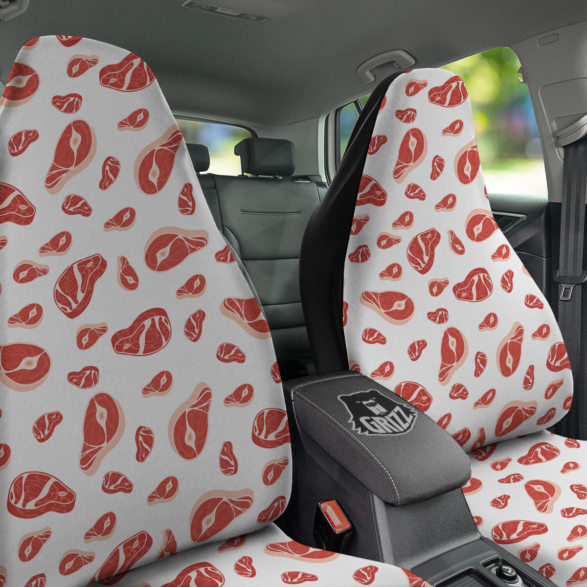Meat Red Print Pattern Car Seat Covers-grizzshop