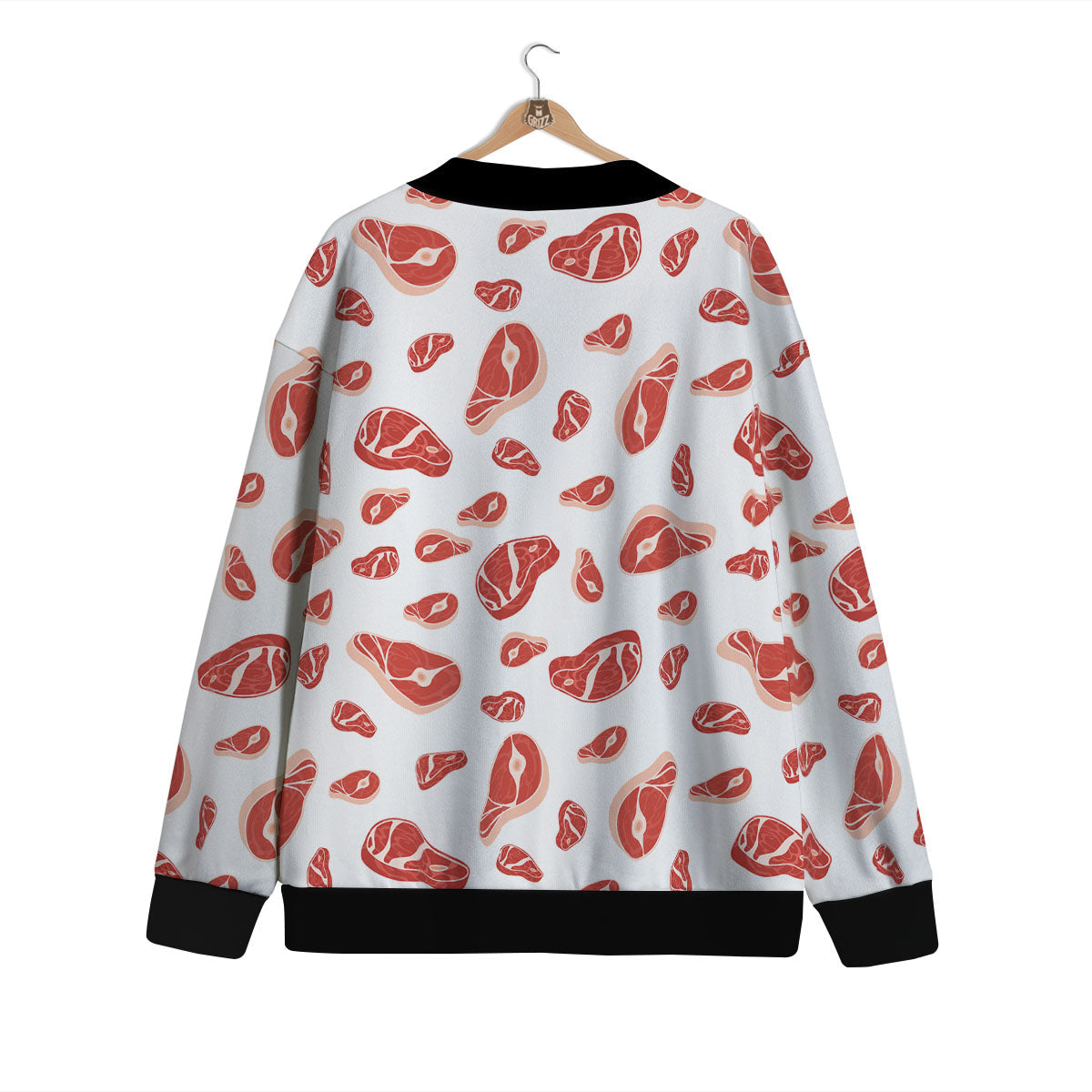 Meat Red Print Pattern Cardigan-grizzshop