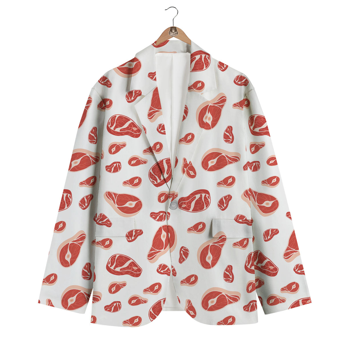 Meat Red Print Pattern Men's Blazer-grizzshop