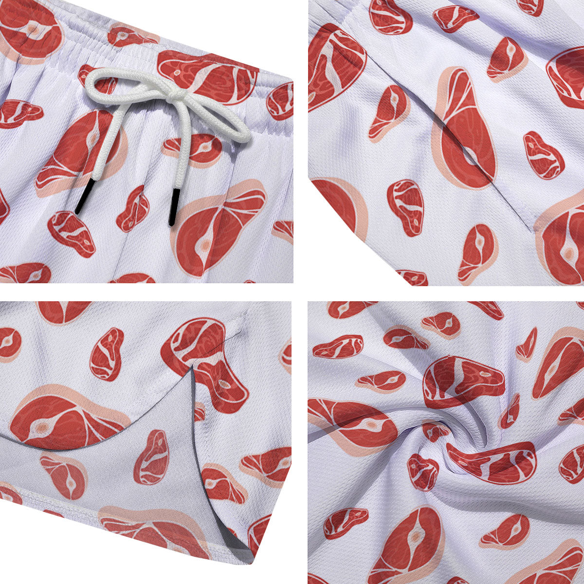 Meat Red Print Pattern Men's Running Shorts-grizzshop