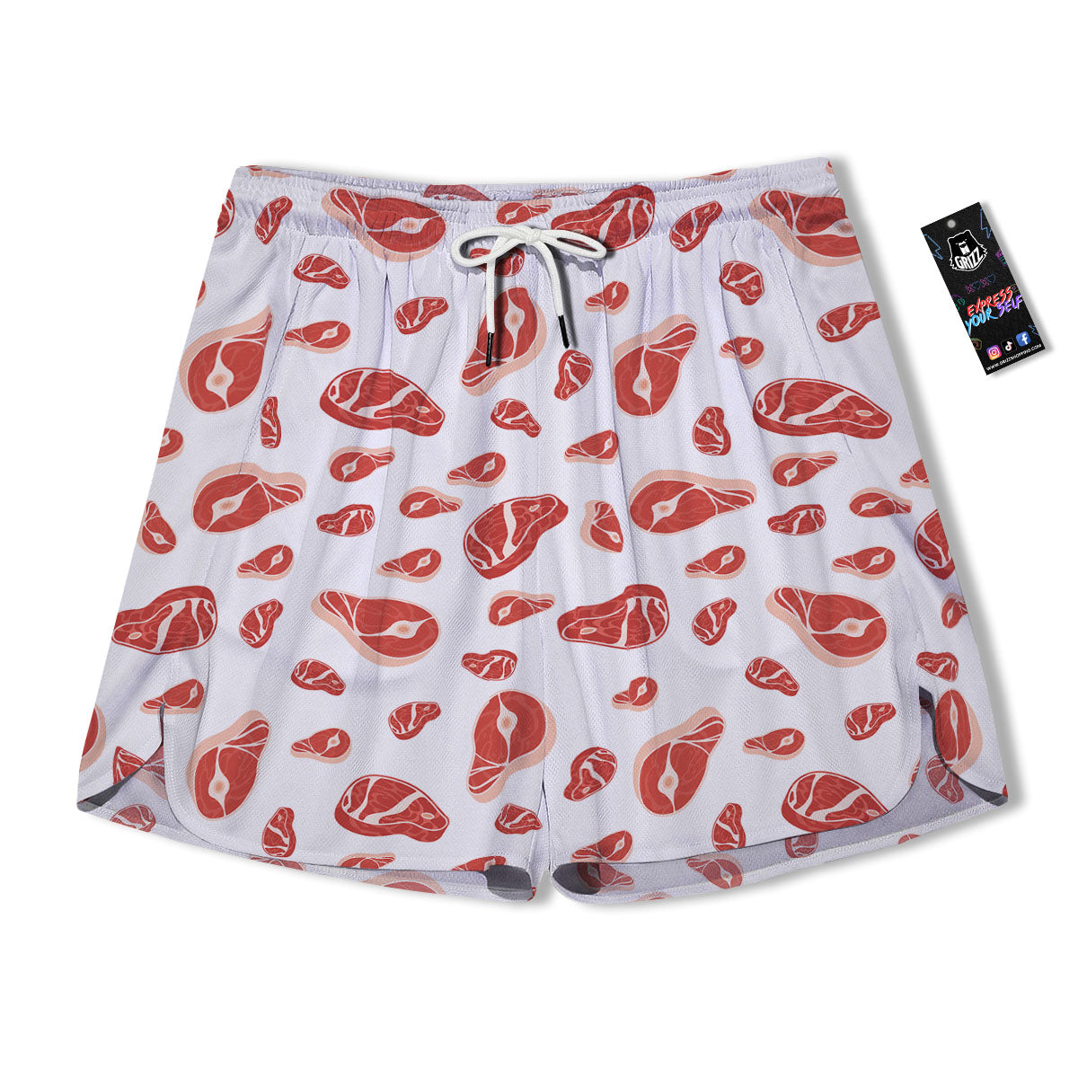 Meat Red Print Pattern Men's Running Shorts-grizzshop