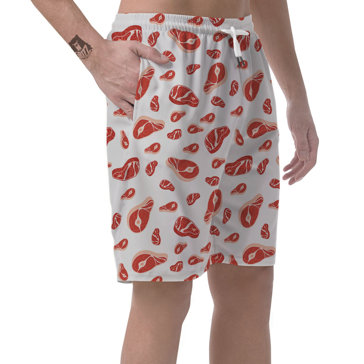 Meat Red Print Pattern Men's Shorts-grizzshop