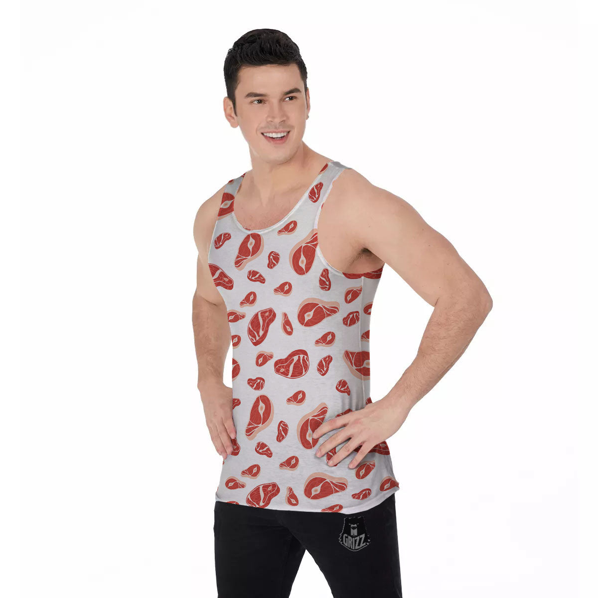 Meat Red Print Pattern Men's Tank Top-grizzshop