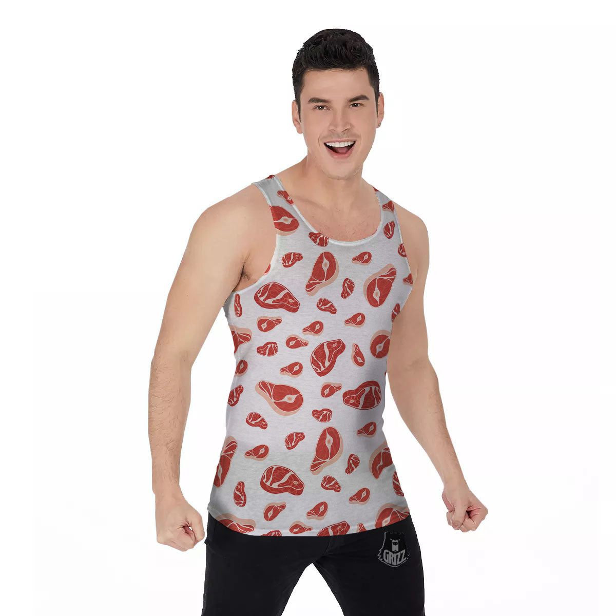 Meat Red Print Pattern Men's Tank Top-grizzshop