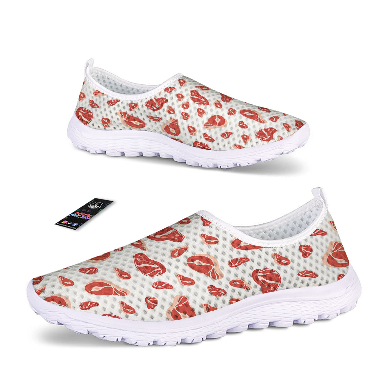 Meat Red Print Pattern Nurse Shoes-grizzshop