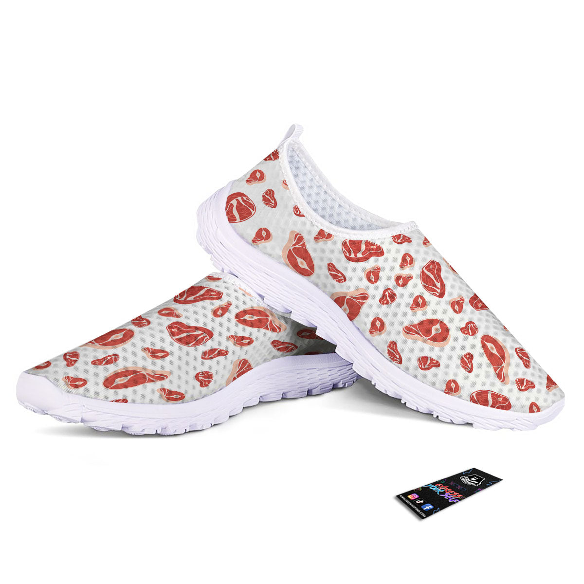 Meat Red Print Pattern Nurse Shoes-grizzshop