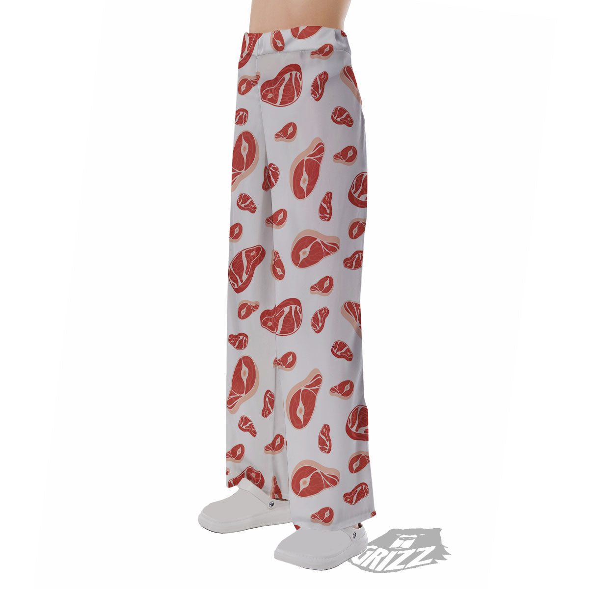 Meat Red Print Pattern Pajama Pants-grizzshop