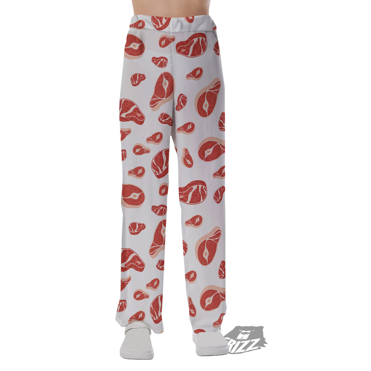 Meat Red Print Pattern Pajama Pants-grizzshop