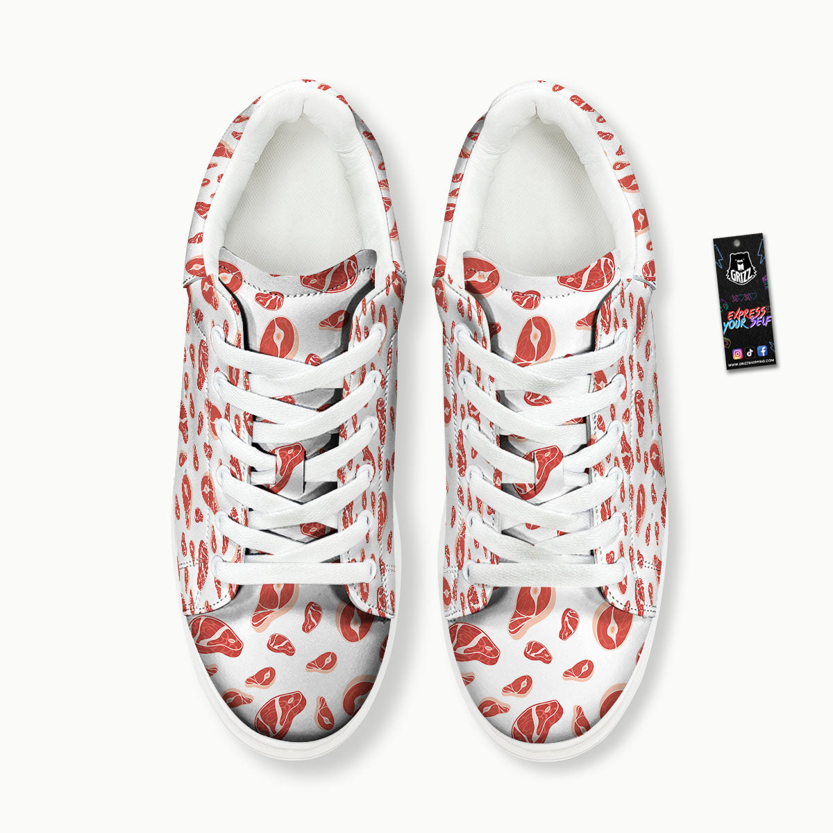 Meat Red Print Pattern Platform Shoes-grizzshop