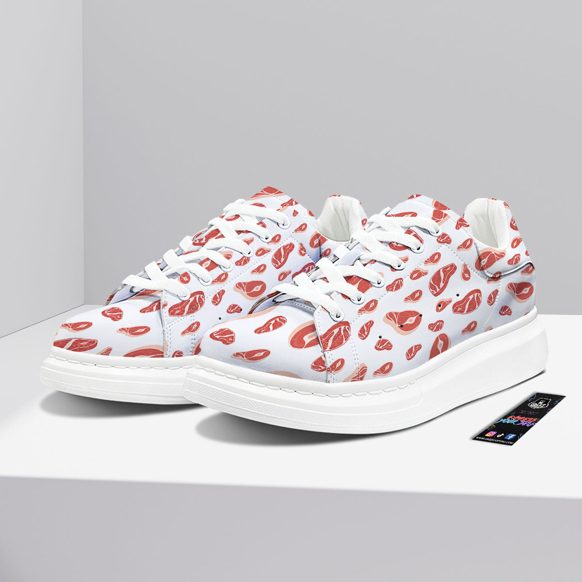 Meat Red Print Pattern Platform Shoes-grizzshop