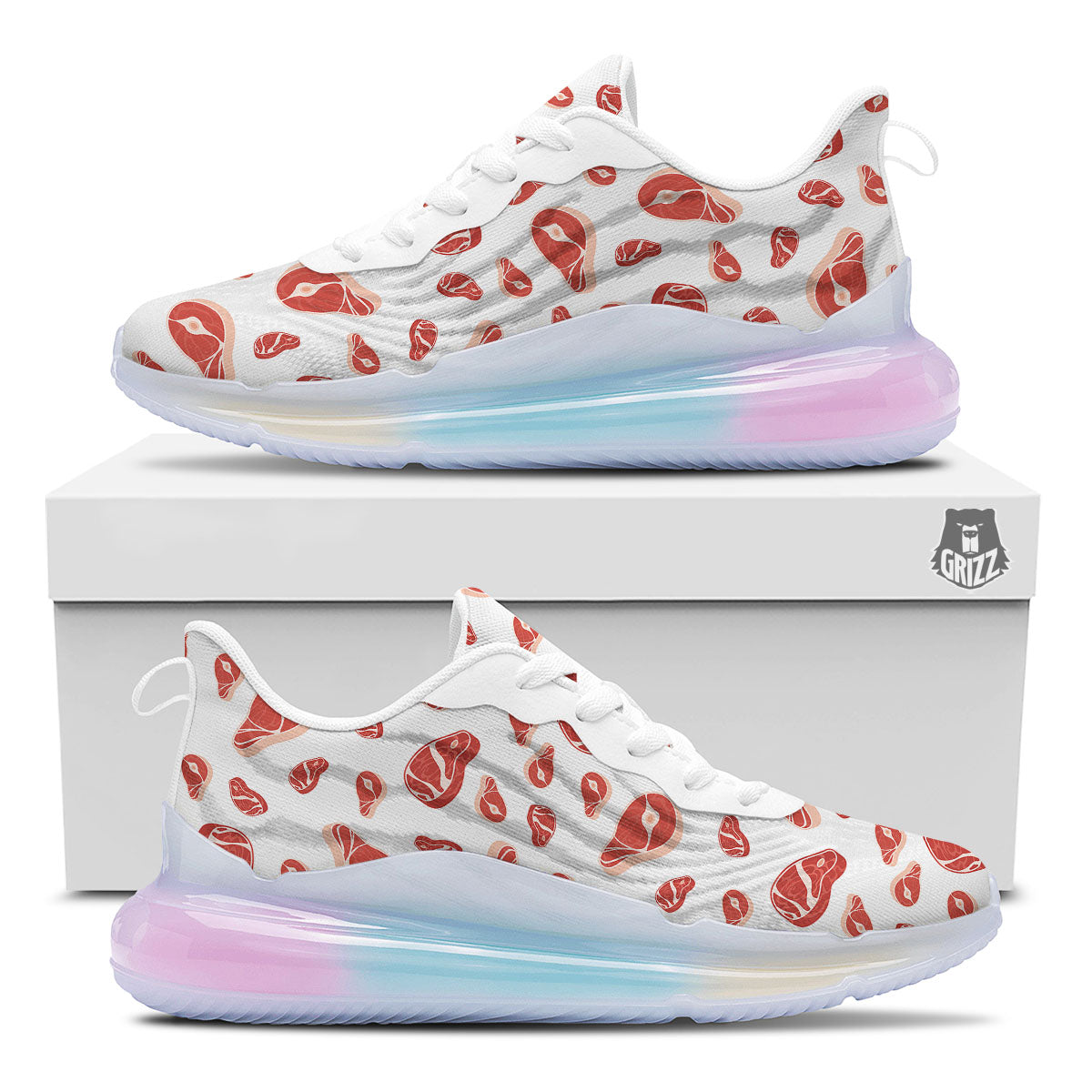 Meat Red Print Pattern Running Sneakers-grizzshop
