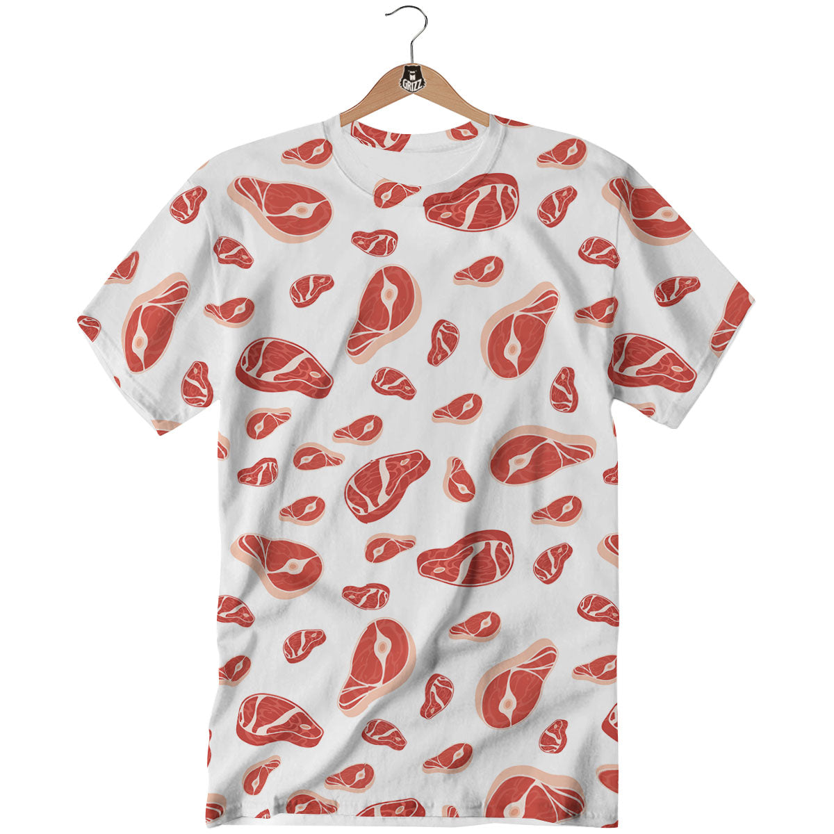 Meat Red Print Pattern T-Shirt-grizzshop