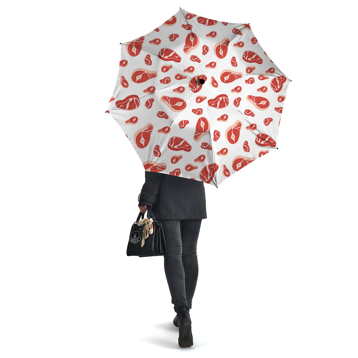 Meat Red Print Pattern Umbrella-grizzshop