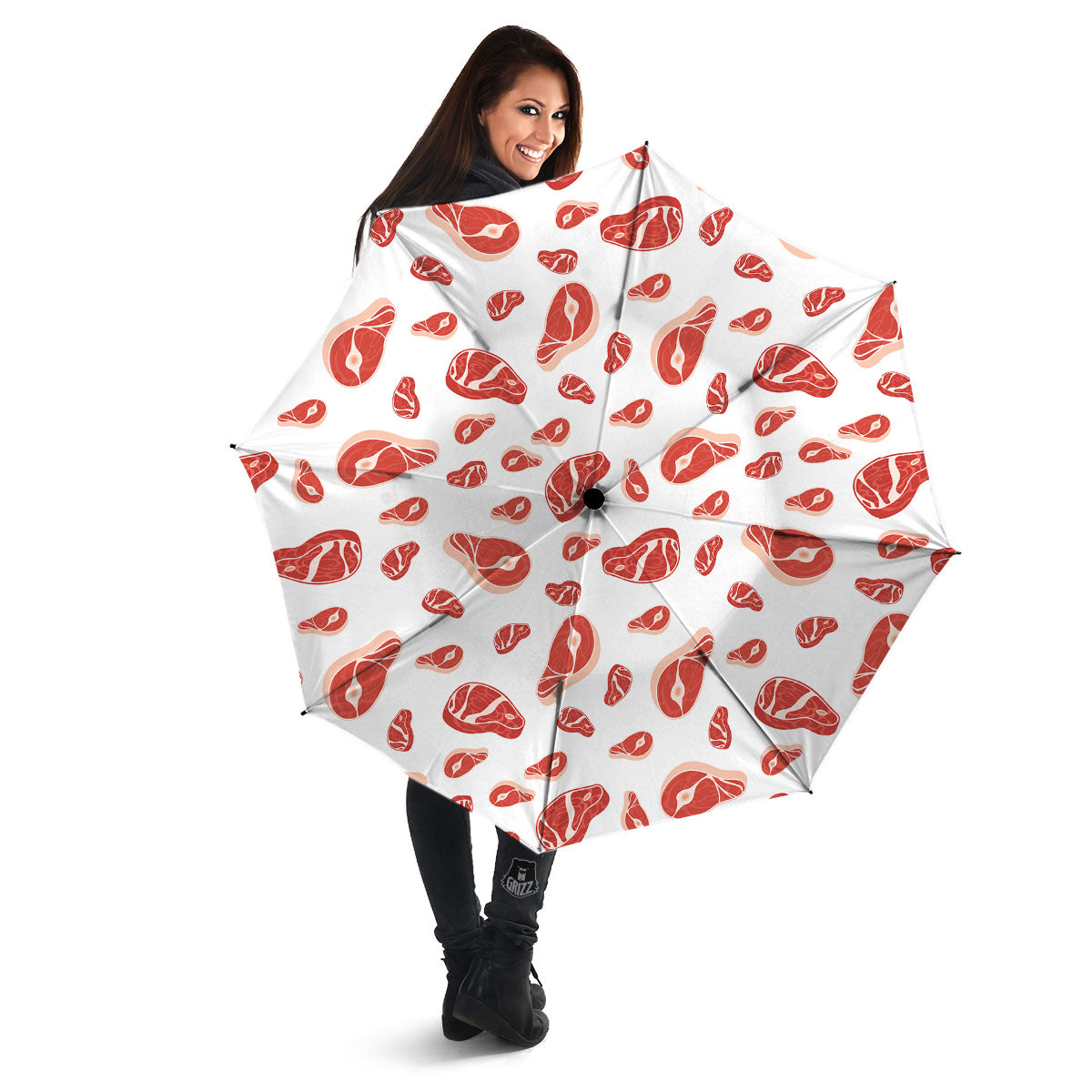 Meat Red Print Pattern Umbrella-grizzshop