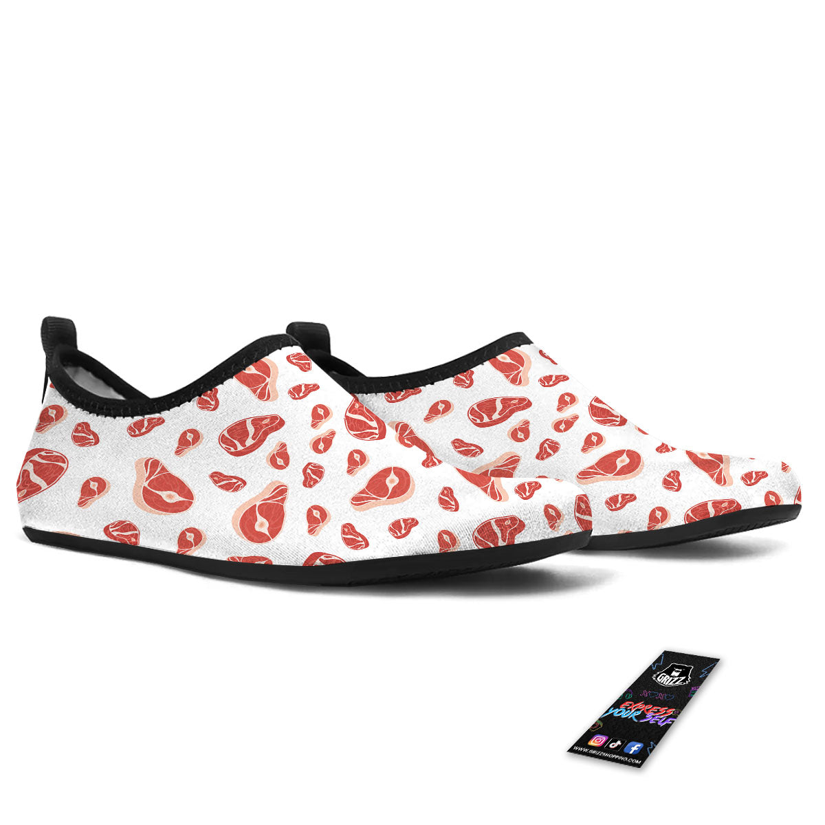 Meat Red Print Pattern Water Shoes-grizzshop