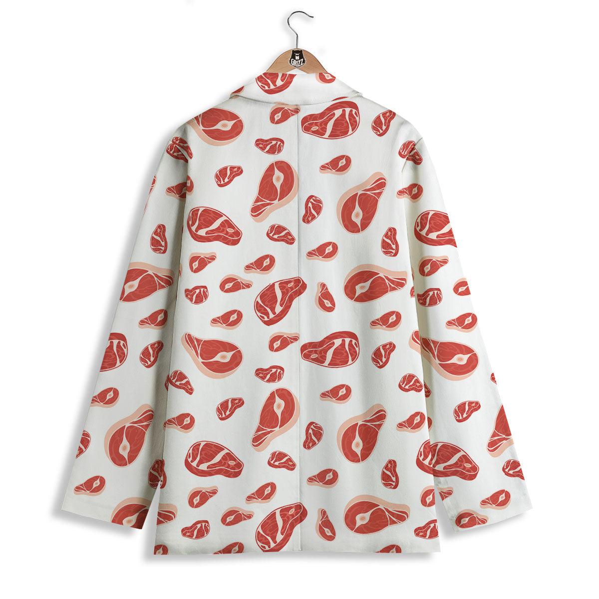 Meat Red Print Pattern Women's Blazer-grizzshop