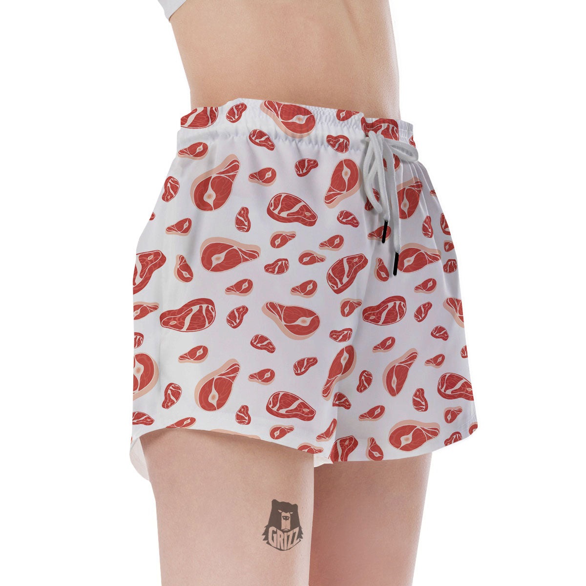Meat Red Print Pattern Women's Shorts-grizzshop