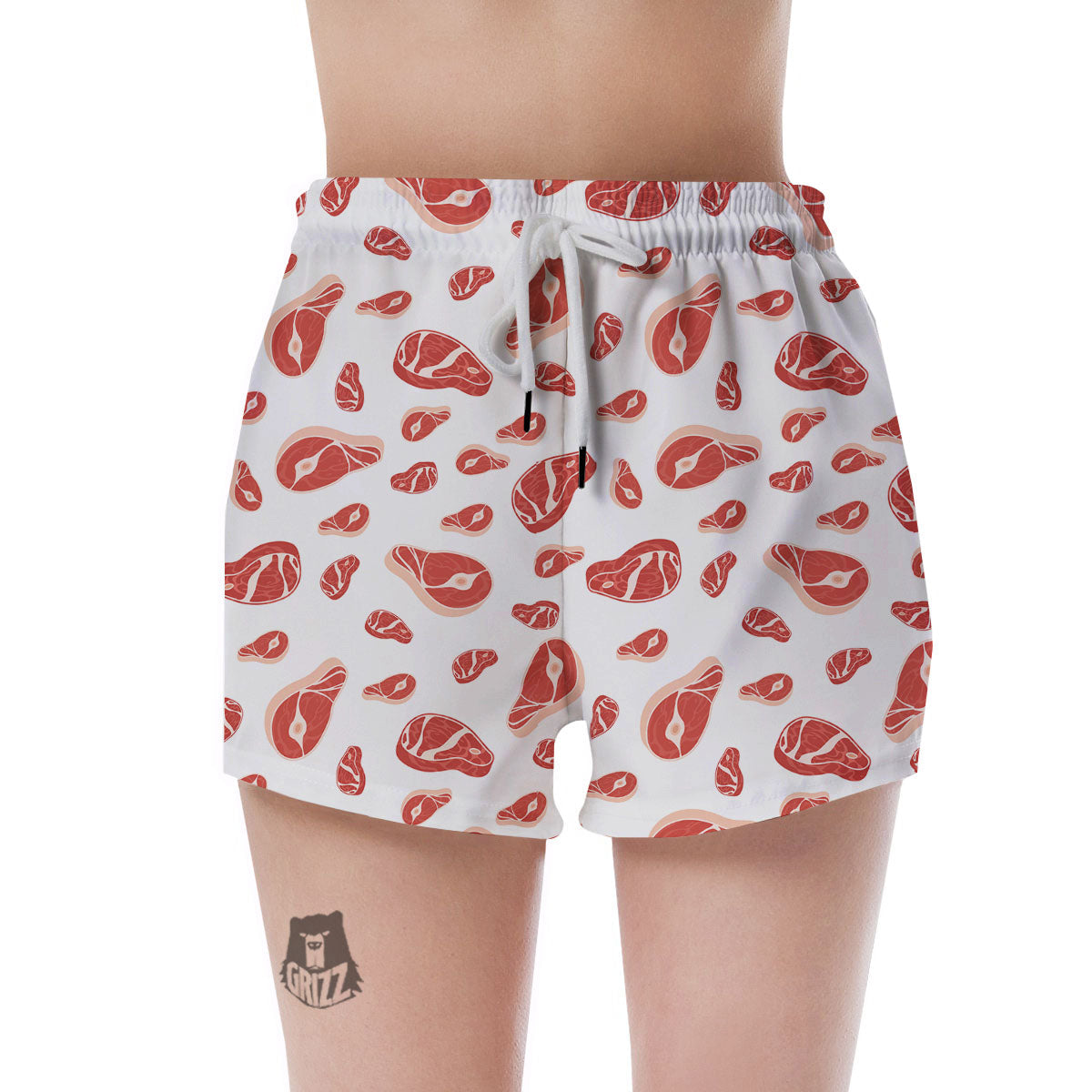 Meat Red Print Pattern Women's Shorts-grizzshop