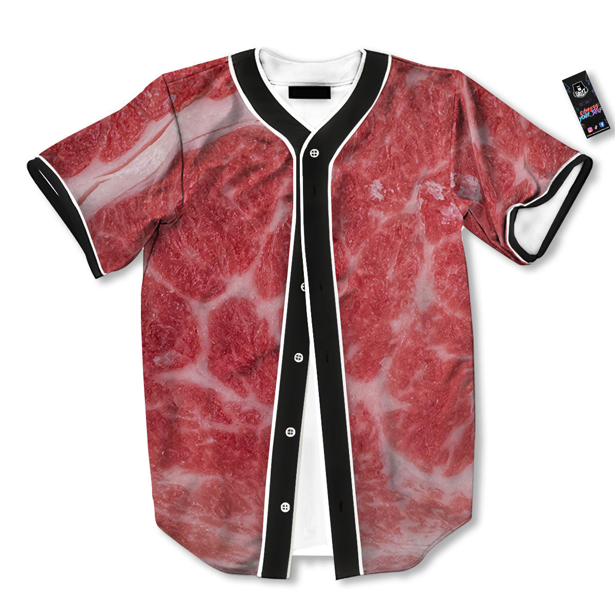 Meat Wagyu Beef Print Baseball Jersey-grizzshop