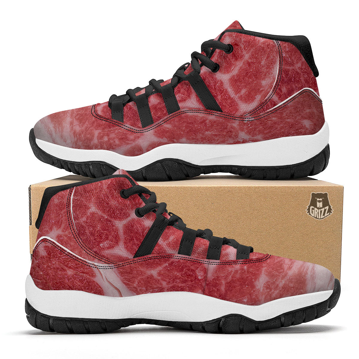Meat Wagyu Beef Print Black Bball Shoes-grizzshop