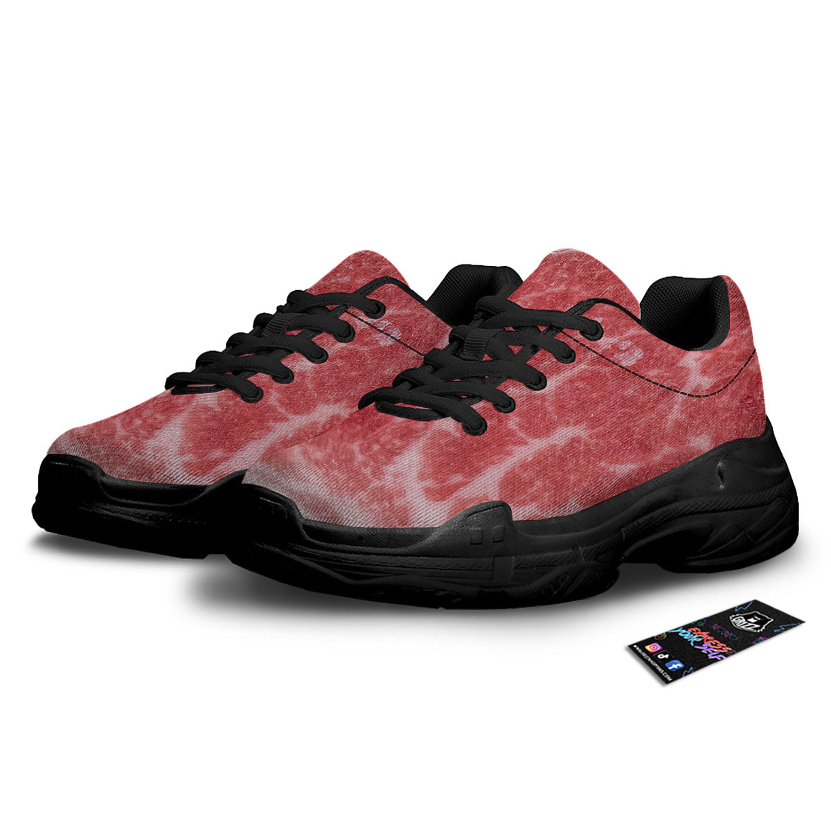 Meat Wagyu Beef Print Black Chunky Shoes-grizzshop