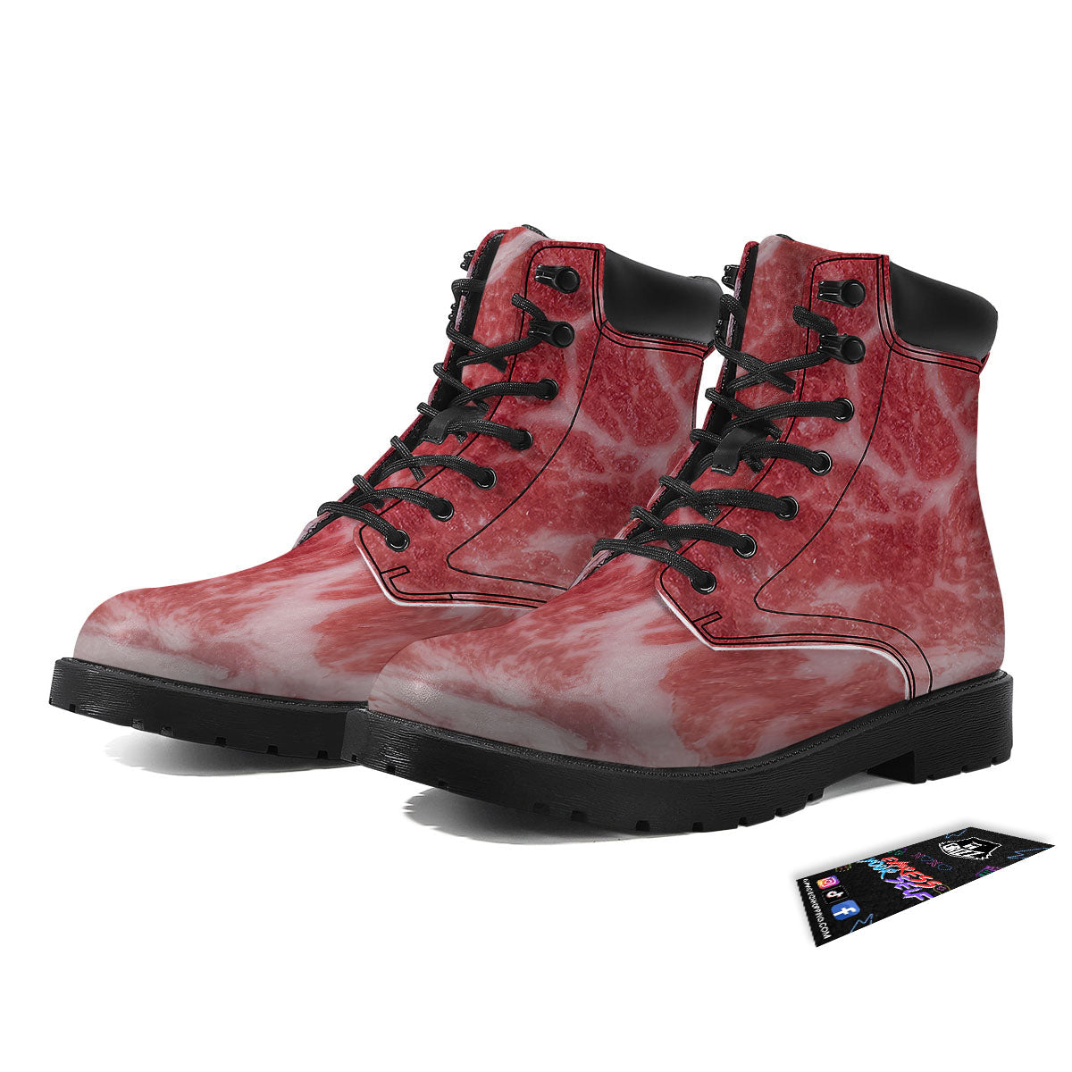 Meat Wagyu Beef Print Boots-grizzshop