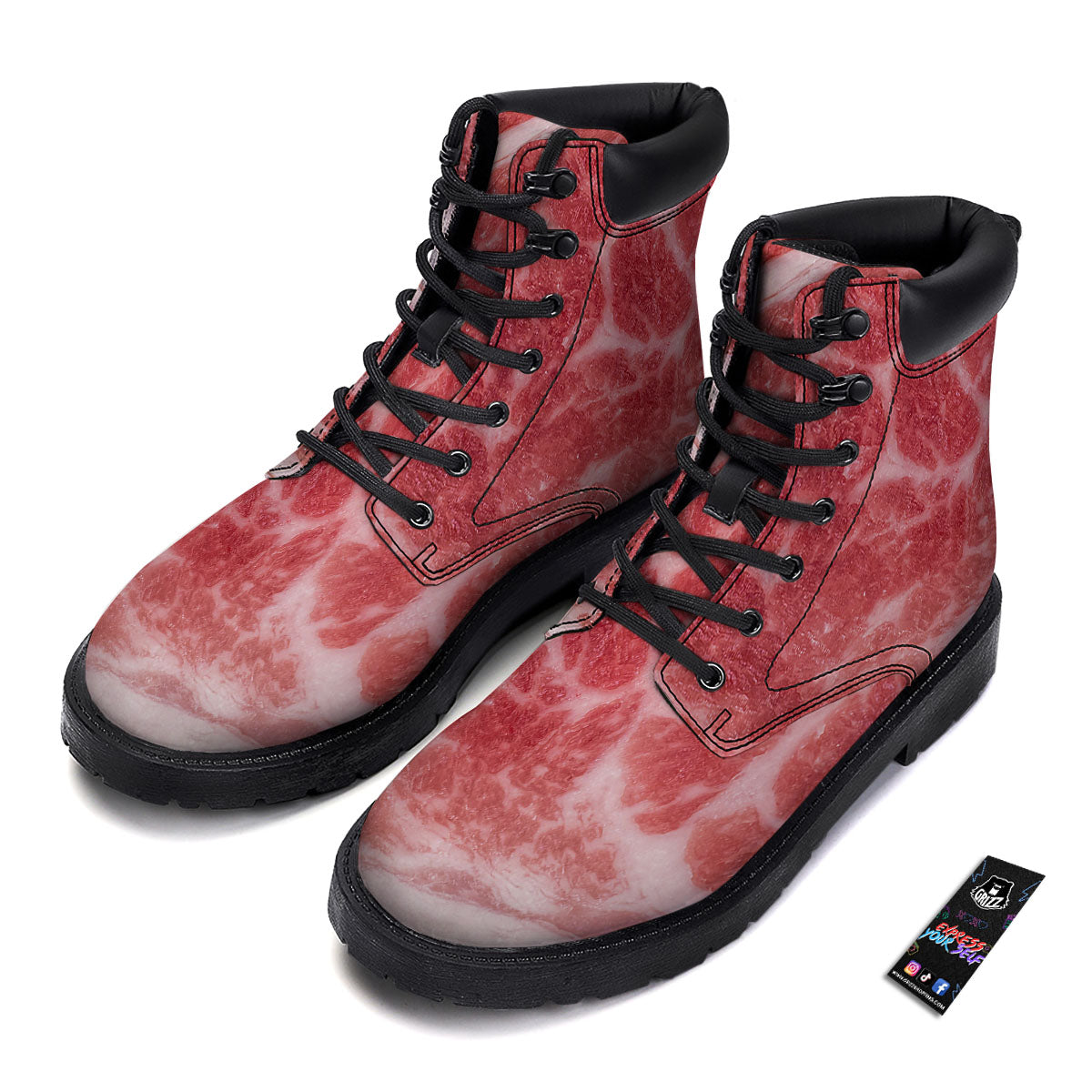 Meat Wagyu Beef Print Boots-grizzshop