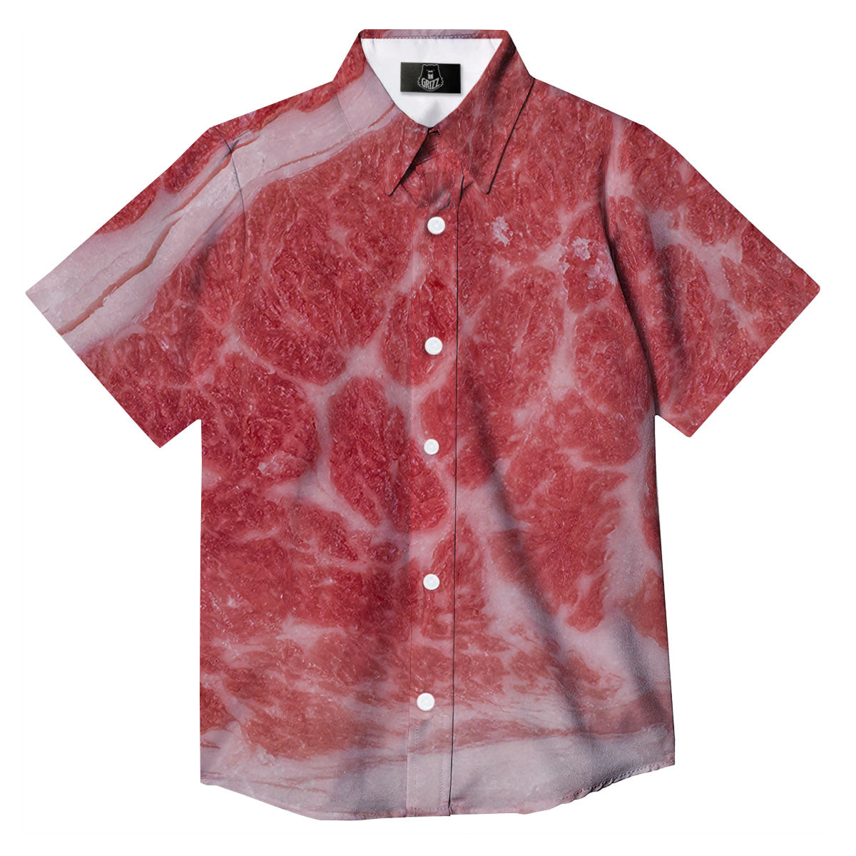 Meat Wagyu Beef Print Button Up Shirt-grizzshop